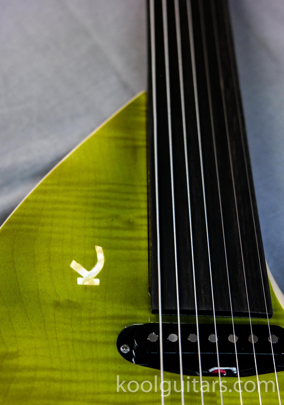 koolguitars logo, mother of pearl inlay